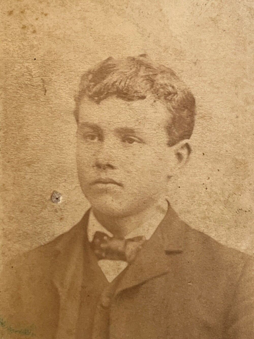 Antique CDV Carte de Visite Photography Sepia Phillips Lafayette Ind Young Man